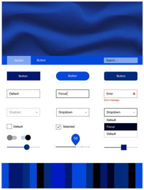 Çizgili, oval koyu mavi vektör UI ux kiti. Bandy çizgilerle modern degrade soyut resim. Bu web siteleri için kullanabileceğiniz şablon.