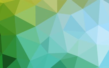 Açık mavi, yeşil vektör üçgen mozaik doku. Noktalı resim stili üçgenler ile yaratıcı çizimde. Web siteniz için köşeli tasarım.