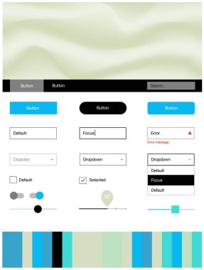 Açık mavi, yeşil vektör UI kiti balonu şekiller ile. Glitter soyut resim bulanık kabarcık şekilleri ile... Bu web siteleri için kullanabileceğiniz şablon.