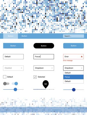 Noktalı ışık mavi vektör UI kiti. Arka plan üzerinde renkli stil rehberi daireler ile. Bu örnek için sitesidir.