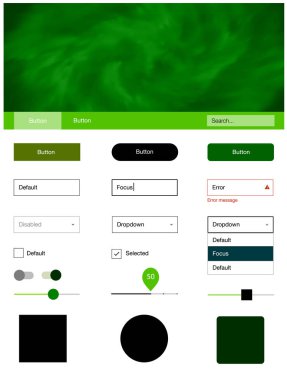 Açık yeşil, sarı vektör malzeme tasarım kiti ile yıldız. Web Kullanıcı arabirimi kiti ile onun üstbilgisindeki soyut degrade bulutlar. Web siteleri için basit renkli tasarım.