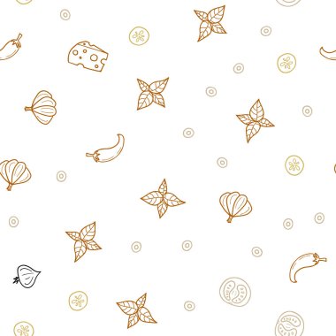 Açık yeşil, sarı vektör sorunsuz kapak mutfak gurme ile. Bulanık dekoratif tasarım doodle tarzı aperatifler. Reklam, poster, afiş kafe ya da restoran için tasarım.