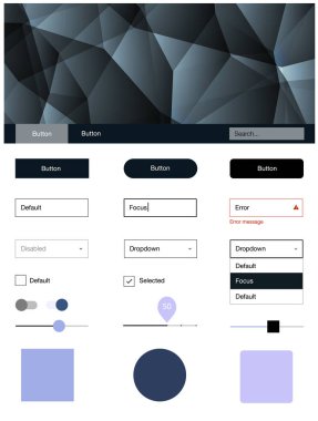 Koyu mor vektör tel kafes kiti kristalleri ile. UI Ux kiti başlığını poligonal renkli arka plan ile. Web siteleri için basit renkli tasarım.