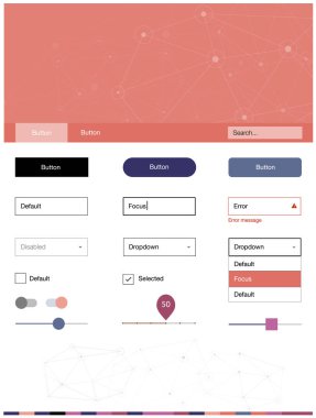 Hafif pembe, sarı vektör tel kafes kiti kristalleri, daireler ile. Üçgen, daire arka plan üzerinde Stil Kılavuzu. Açılış sayfanız için modern şablon.