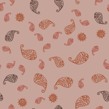 Koyu kırmızı vektör yaprak ve çiçek ile sorunsuz doodle doku. Renkli resimde doodle tarzı yaprakları, çiçekleri ile. İşiniz için tamamen yeni bir tasarım.