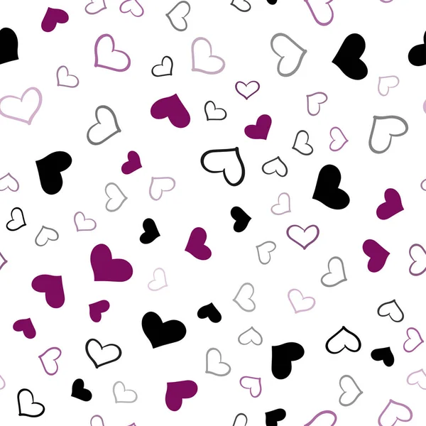 Dark Pink Vector Cubierta Sin Costuras Con Corazones Brillantes Ilustración — Archivo Imágenes Vectoriales