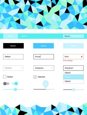 Açık mavi, yeşil üçgenler ile vektör stil rehberi. Üçgenler ile poligonal tarzında modern stil rehberi. Bu örnek açılış sayfanız için mu.