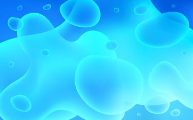 Soyut daireler ile ışık mavi vektör şablonu. Degrade kabarcıkları ile bulanık geometrik örnek. İş için tamamen yeni bir memphis tasarımı.