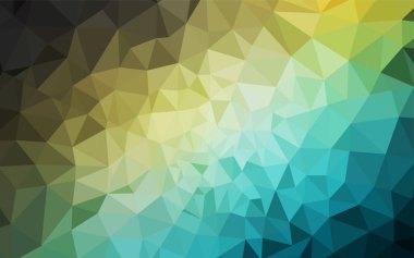 Açık mavi, yeşil vektör parlayan üçgen düzen. Çokgen soyut çizim ve gradyan. Web siteniz için çokgen tasarım.