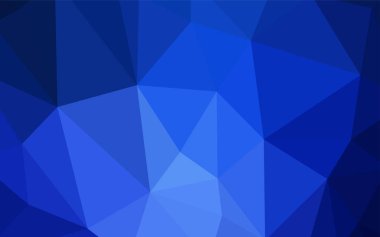 Koyu mavi vektör eğimli üçgen dokusu. Soyut ve üçgenli renkli çizimler. Arkaplanlarınız için desenli desen.