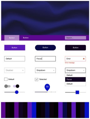 Koyu pembe, mavi UI kiti balonu şekiller ile vektör. Degrade yarı ton mermer stiliyle yaratıcı çizimde. Bu web siteleri için kullanabileceğiniz şablon.