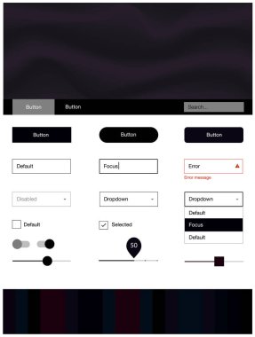 Koyu pembe vektör tasarım UI kiti eğri daireler ile. Degrade çizgiler ile renkli soyut resimde. Bu örnek için sitesidir.