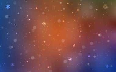 Açık mavi, kırmızı vektör doku renkli kar taneleri ile. Kristalleri ile glitter soyut Illustration buz. Desen yıl yeni Web siteleri için kullanılabilir.