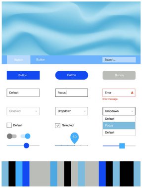 Hafif mavi vektör UI kiti balonu şekiller ile. Glitter soyut resim bulanık kabarcık şekilleri ile... Web siteleri, açılış sayfaları için güzel düzeni.