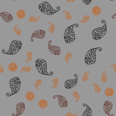 Koyu turuncu vektör yaprak ve çiçek ile sorunsuz zemin. Yaprak ve çiçek beyaz arka plan üzerinde gradyan ile. Yeni bir doku duvar kağıdı tasarımı için.