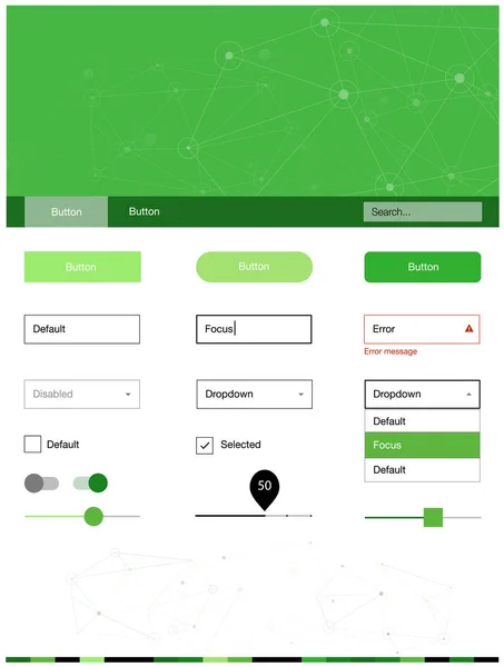 Kit Web Vectoriel Vert Clair Style Polygonal Avec Cercles Web — Image vectorielle