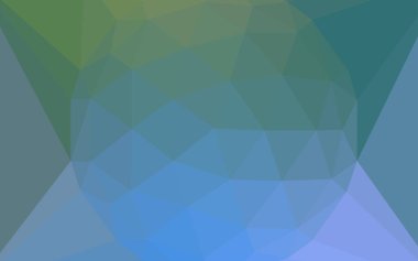 Bir mücevher ile üçgen düzen bir merkezinde parlayan ışık mavi vektör. Gradyan ile zarif poligonal illüstrasyon. İş tasarımınız için yeni stil.