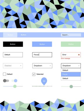 Açık mavi, yeşil üçgenler ile vektör stil rehberi. Arka plan üzerinde renkli stil rehberi üçgenler ile. Web siteleri, açılış sayfaları için güzel düzeni.