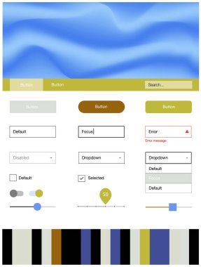 Açık mavi, vektör stil rehberi bükülmüş çizgili sarı. Bandy çizgilerle modern degrade soyut resim. Açılış sayfanız için modern şablon.