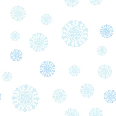 Hafif mavi vektör güzel kar taneleri ile sorunsuz kapak. Bulanık dekoratif tasarım kar ile xmas tarzında. Desen için modaya uygun Kumaş, duvar kağıtları.