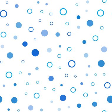 Hafif mavi vektör daireler ile sorunsuz şablonu. Bulanık damla Glitter soyut Illustration yağmur. Tekstil, kumaş, duvar kağıtları için tasarım.
