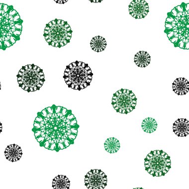 Açık mavi, yeşil vektör sorunsuz doku renkli kar taneleri ile. Kristalleri ile glitter soyut Illustration buz. Desen tasarım kumaş, duvar kağıtları.