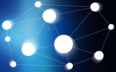 Daire, üçgen koyu mavi vektör şablonu. Küreler ve çizgiler ile modern soyut renkli resimde. Güzel tasarım, iş reklam için.