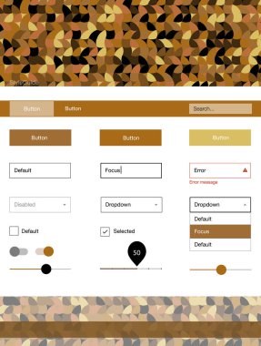 Noktalı koyu turuncu vektör UI kiti. Web Kullanıcı arabirimi kiti başlığını soyut degrade daireler ile. Sen-ebilmek kullanma için açılış sayfaları bu şablonu.
