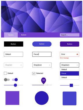 Açık mavi, kırmızı vektör UI ux kiti üçgen tarzı. Dekoratif UI takımı tasarım renkli kristaller ile soyut tarzda. Web siteleri, açılış sayfaları için güzel düzeni.