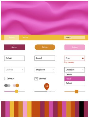 Hafif pembe, sarı vektör tasarım UI kiti eğri daireler ile. Degrade çizgiler ile renkli soyut resimde. Sen-ebilmek kullanma için açılış sayfaları bu şablonu.
