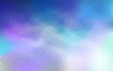 Gece gökyüzünde ışık mavi vektör desenle yıldız. Parlak astronomik yıldız ile renkli illüstrasyon parlayan. Desen fütüristik reklam, kitapçıklar için.