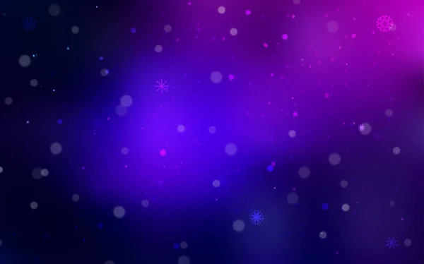 Dunkelrosa Blaue Vektorschablone Mit Eisschneeflocken Glitzernde Abstrakte Illustration Mit Eiskristallen — Stockvektor