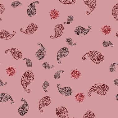 Koyu kırmızı vektör yaprak ve çiçek ile sorunsuz doğal çizimleri. Parlayan resimde yaprak ve çiçek ile renkli. Yeni bir doku duvar kağıdı tasarımı için.