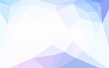 Pembe ışık, vektör soyut mozaik zemin bir merkezi bir kalp ile mavi. Çokgen şekilleri ile bir örnek. İşiniz için en iyi üçgen tasarım.