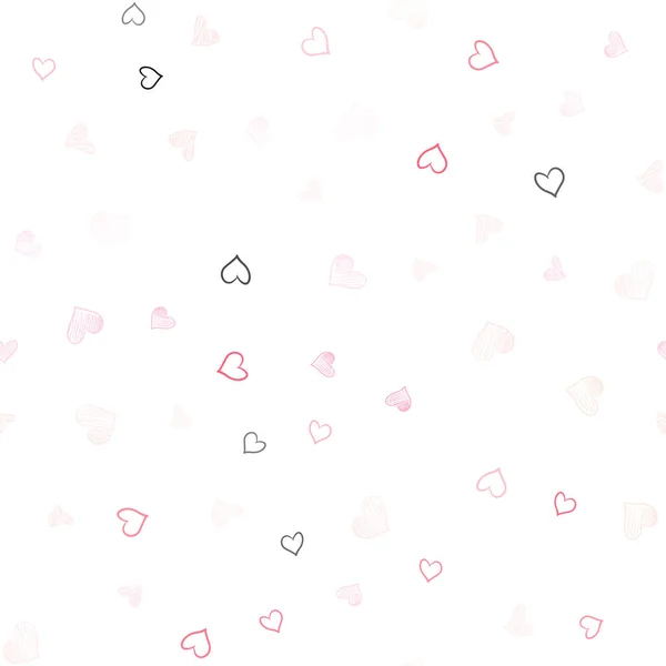 Light Pink Vector Seamless Template Doodle Hearts Blurred Decorative Design — Stock Vector