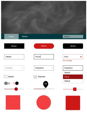 Işık kırmızı vektör web UI kiti Bulutsusu yıldız ile. Web Kullanıcı arabirimi kiti ile onun üstbilgisindeki soyut degrade bulutlar. Web siteleri için basit renkli tasarım.