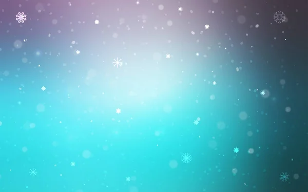 Rosa Claro Fondo Vector Azul Con Copos Nieve Navidad Ilustración — Vector de stock