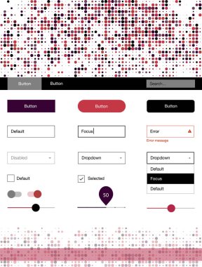 Hafif pembe, kırmızı vektör UI kiti noktalı. Dekoratif UI takımı tasarım renkli noktalar ile soyut tarzda. Açılış sayfanız için modern şablon.