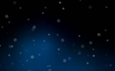 Koyu mavi vektör arka plan xmas kar taneleri ile. Parlayan illüstrasyon kar Noel tarzı ile renkli. Desen-ebilmek var olmak kullanılmış için yeni yıl hazırlanan broşürler.