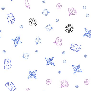 Işık çok renkli vektör sorunsuz arka plan ile lezzetli yemekler. Fast Food renkli gradyan ile bulanık arka plan üzerinde. Mutfakta yemek yemek için şablon.