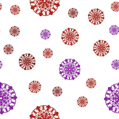 Açık mavi, kırmızı vektör xmas kar taneleri ile sorunsuz arka plan. Dekoratif illüstrasyon kar soyut şablonundaki ile parlayan. Desen tasarım pencere panjur, perdeler.