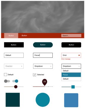Açık mavi, kırmızı vektör tasarım UI kiti ile evren yıldız. Renkli gradyan gökyüzü onun üstbilgisindeki modern stil kılavuzu. Sen-ebilmek kullanma için açılış sayfaları bu şablonu.