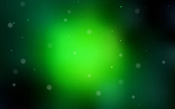 暗い緑ベクトル背景ドット 輝くカラフルな抽象的な円のセットのイラストです チラシのパターンを使用できます — ストックベクタ