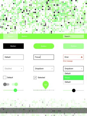 Işık yeşil vektör tasarım UI kiti noktalı. Güzel UI ux kiti ile onun üstbilgisindeki renkli noktalar. Sen-ebilmek kullanma için açılış sayfaları bu şablonu.