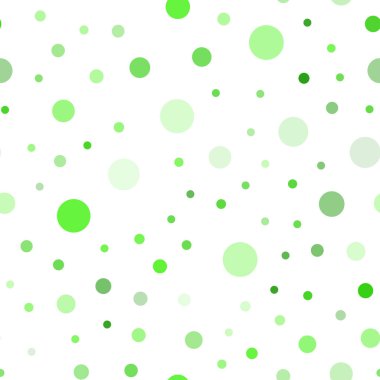 Işık yeşil vektör küreler ile seamless modeli. İllüstrasyon renkli soyut daireler parlayan ayarlanmış. Desen tasarım kumaş, duvar kağıtları.