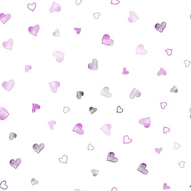 Kalpleri parlayan ile sorunsuz kapak hafif pembe vektör. Bulanık dekoratif tasarım kalpler ile doodle tarzında. Evlilik hediyeleri, tebrikler için desen.