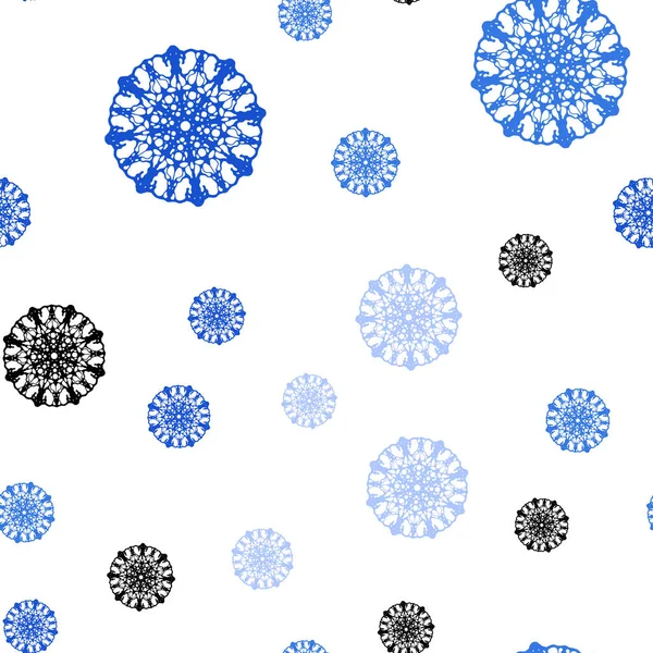 浅蓝色矢量无缝布局与明亮的雪花 装饰闪亮插图与雪在抽象模板 窗帘设计模式 — 图库矢量图片