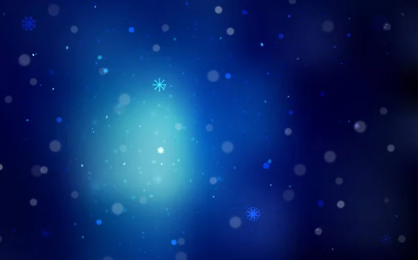 Padrão Vetorial Azul Escuro Com Flocos Neve Natal Brilhando Ilustração — Vetor de Stock
