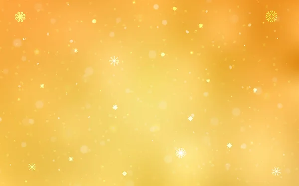 クリスマス雪の結晶ライト黄色ベクトル パターン 氷の結晶でキラキラ抽象的なイラスト 新年広告 小冊子のパターンを使用することができます — ストックベクタ