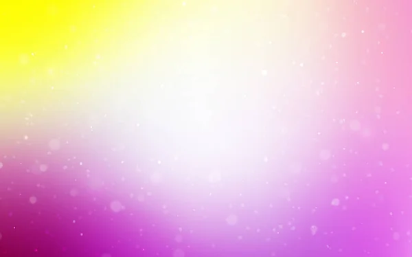 Светло Розовый Желтый Векторный Узор Снежинками Снег Размытом Абстрактном Фоне — стоковый вектор